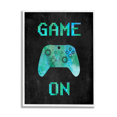 "Pixel Game On", encadré sur bois par CAD Design, art textuel