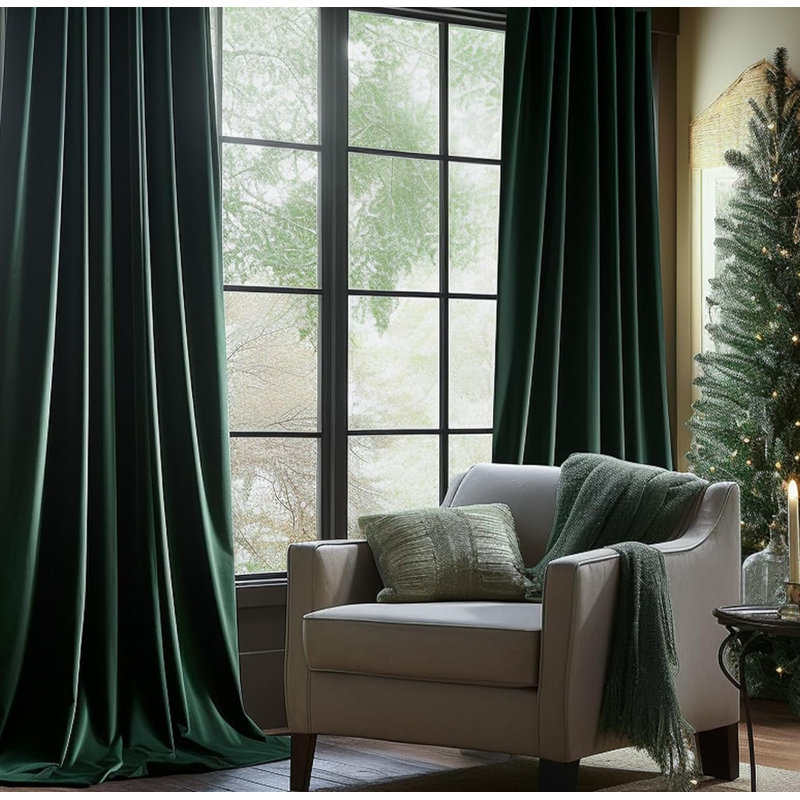 Rideau 100% velours occultant Luxury, L 52 po x L 63 po, Vert foncé