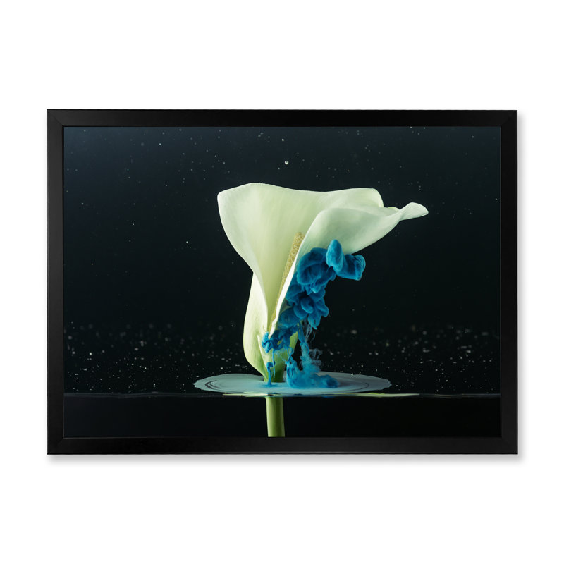 Gros plan sur une fleur blanche tendre - reproduction sur toile avec cadre flottant, H 8 po x l 12 po x P 1 po, Cadre noir