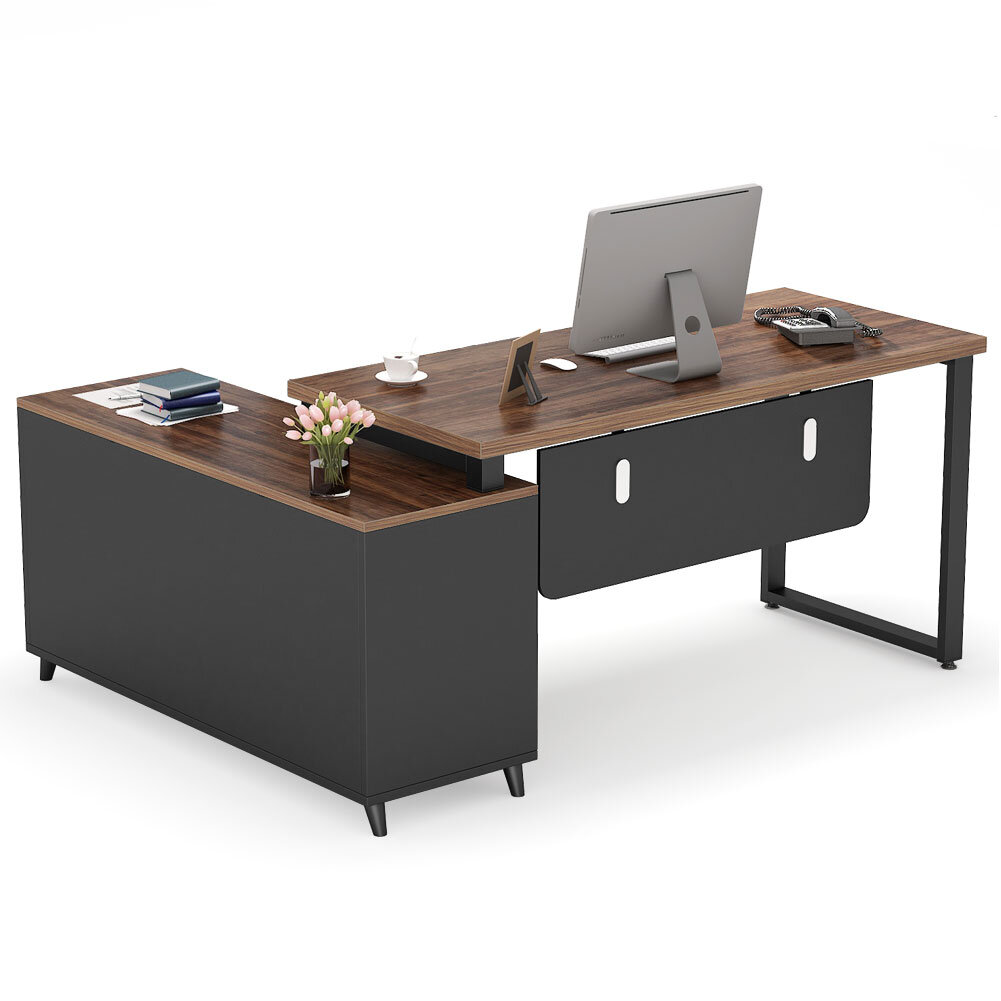 Latitude Run® Lishia 60 Corner Desk, L Shape with Storage Drawers, Shelves  - Home Office Computer Laptop Desk & Reviews