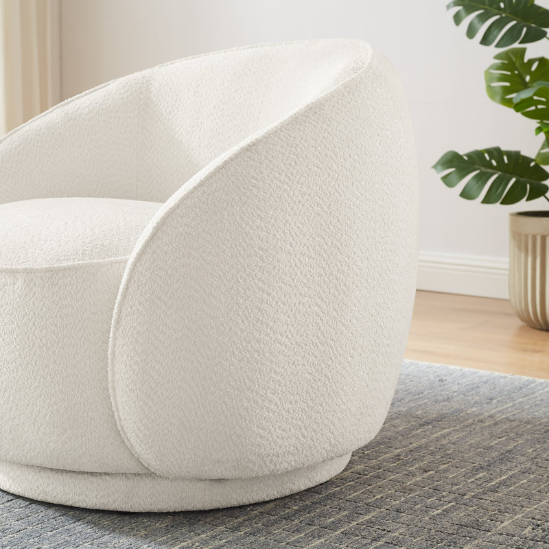 Pivotant large de 35,04 po Kanoi CAL117, Polyester blanc bouclé