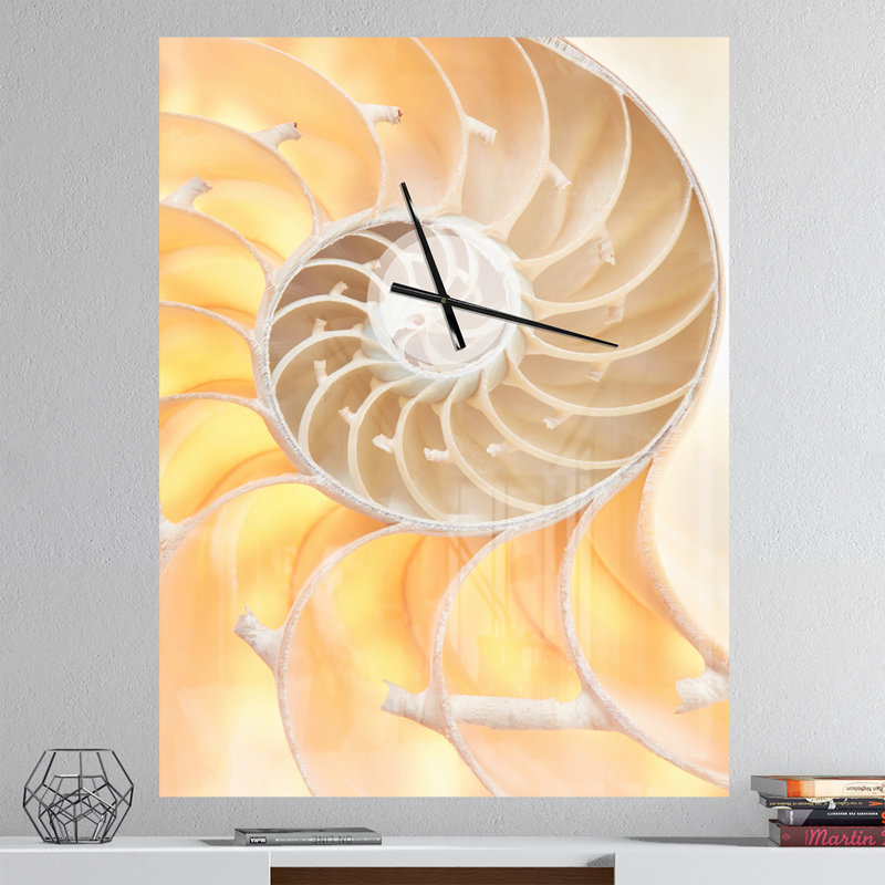 Horloge murale surdimensionnée à motif nautilus, Très grand