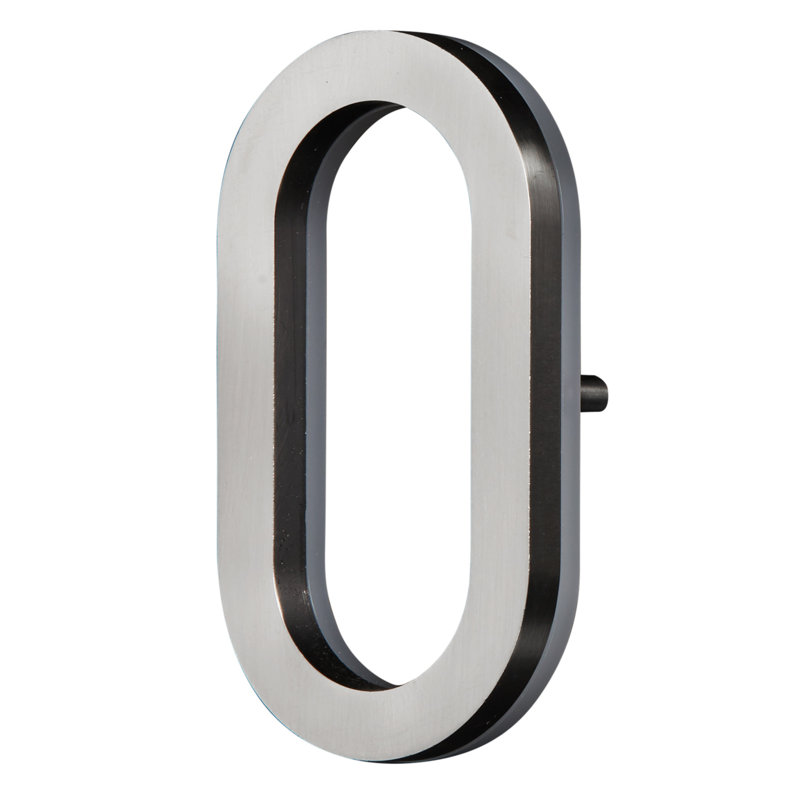 Numéro de maison flottant illuminé à DEL 5 po, No. 0, Nickel satiné