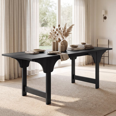 71" Large Rectangular Dining Table for 6–8 People, Modern Trestle Kitchen Table