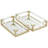 Metal Mirrored Decor Gold Tray with Acrylic Handles Set