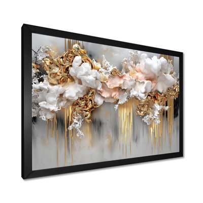 Murmure cascade d'or et de fractale blanche I - fractales, art mural