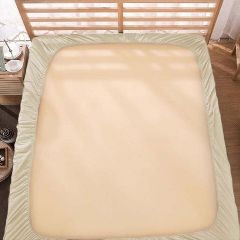 400TC Sateen Solid Cotton Fitted Sheet Fits Upto 12" Deep Pocket, California King Fitted Sheet, Ivory