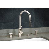 Industrial 2 Handle Pull-Down Kitchen Faucet, Toggle Sprayer