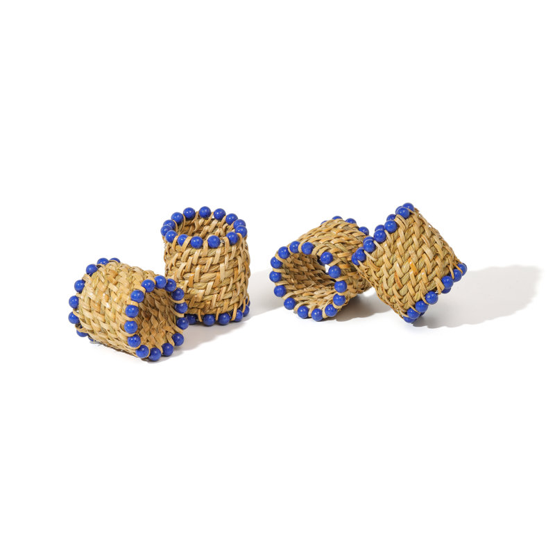 Rond de serviette azur en rotin