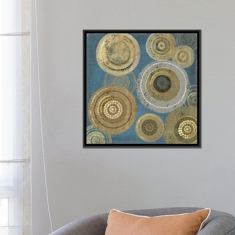 « aboriginal dot i », impression sur toile, H 18 po x l 18 po x P 1,5 po, Toile encadrée noire, Pas de tapis