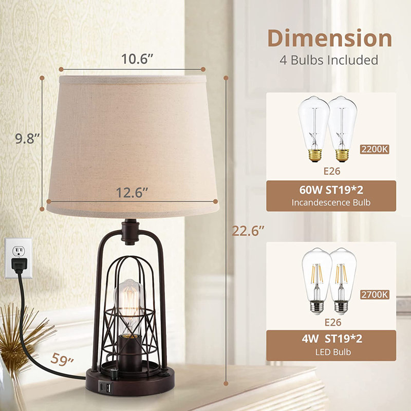 Lampe de table USB en métal Arlin