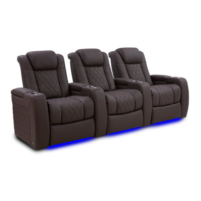 Upholstered Home Theater Seating with Cup Holder