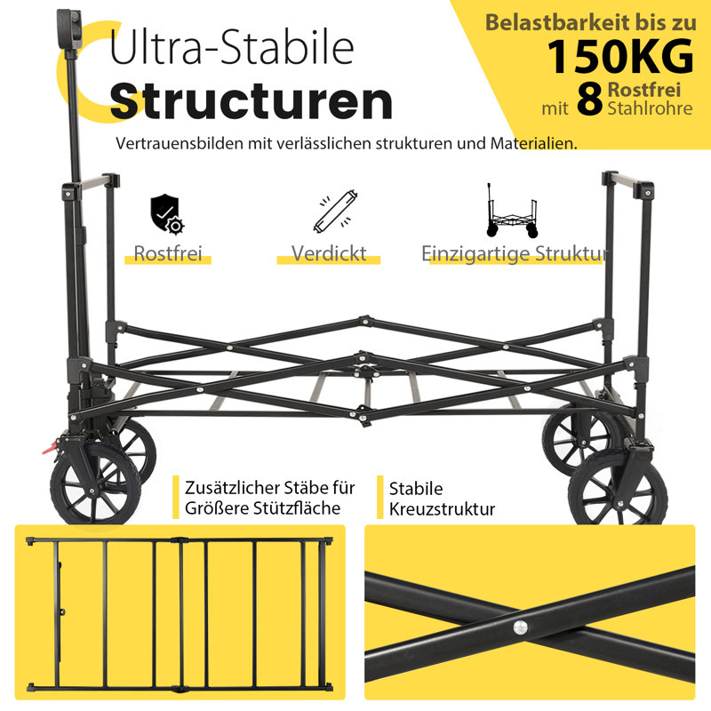 Foldable Cart Hand Wagon All Terrain, Black