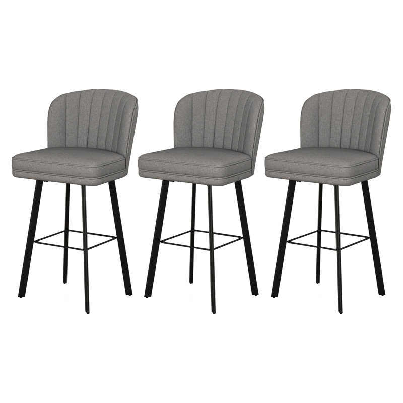 Tabourets de bar pivotants de 30 po à hauteur de comptoir avec dossier, tabourets d'îlot de cuisine avec dossier à coquille capitonnée, siège rembourré et pieds en métal avec repose-pieds