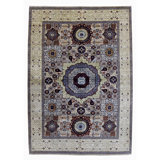 Hand Knotted Wool Area Rug in Beige