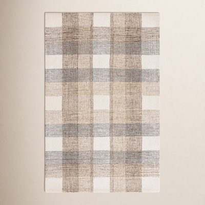 Hand-Tufted Wool Plaid Rug