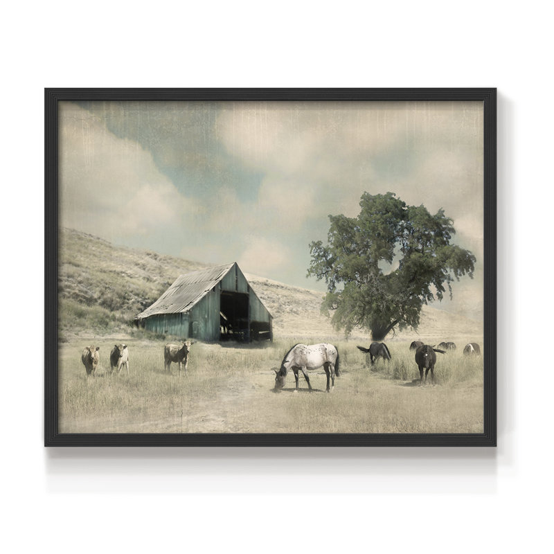 Barn Charm -Framed Print - Restickable, 8" H x 10" W, Black