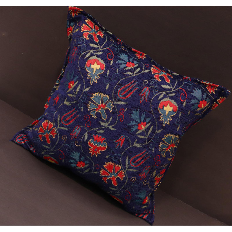 Coussin rectangulaire en chenille, Bleu marine