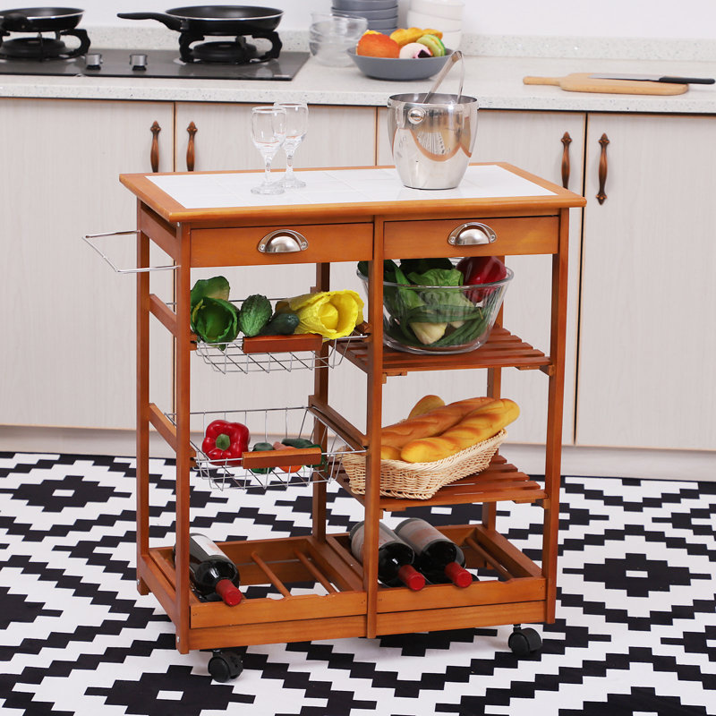 Solid Wood Top Kitchen Cart