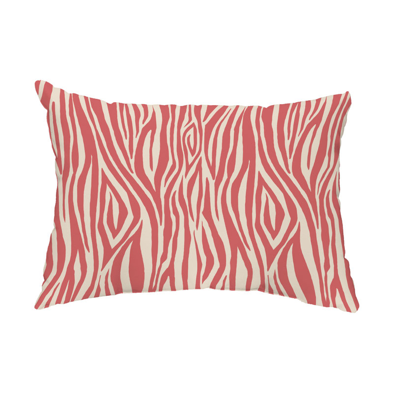 Animal Print Outdoor Reversible Throw Pillow, Coral