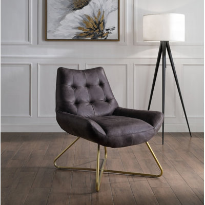 Chaise d'appoint en cuir fleur 31 po