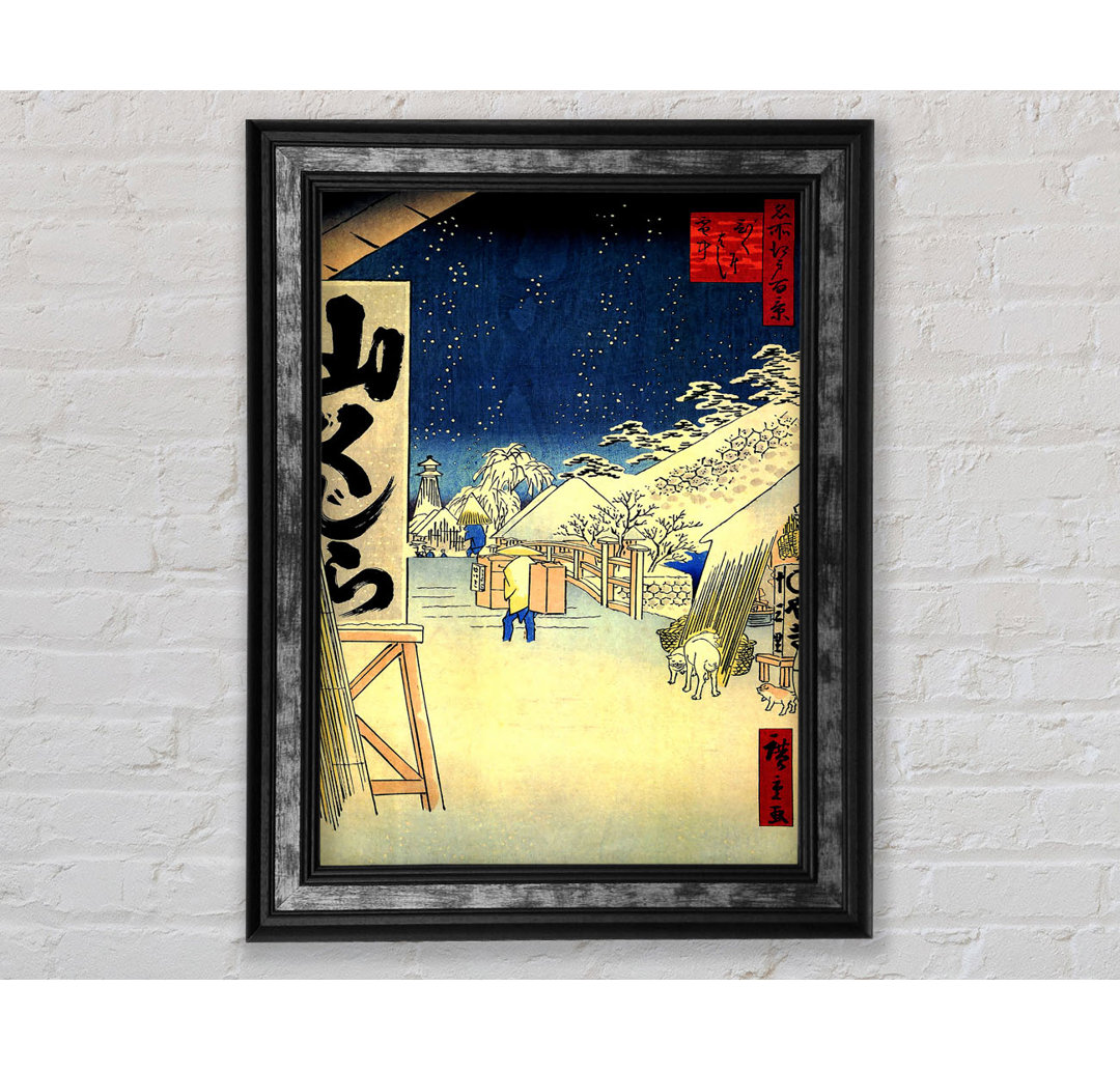 Hiroshige Bikuni Brücke im Schnee - Einzelner Bilderrahmen Kunstdrucke