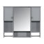 Armoire de rangement murale moderne 35 po x 28 po, armoire de salle de bain murale avec miroir, armoire à pharmacie avec porte-serviettes, buffet-452452191