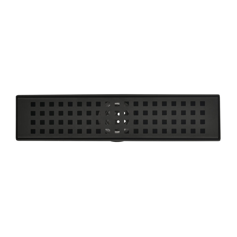 Linear Grid Shower Drain With Leveling Feet, Matte Black