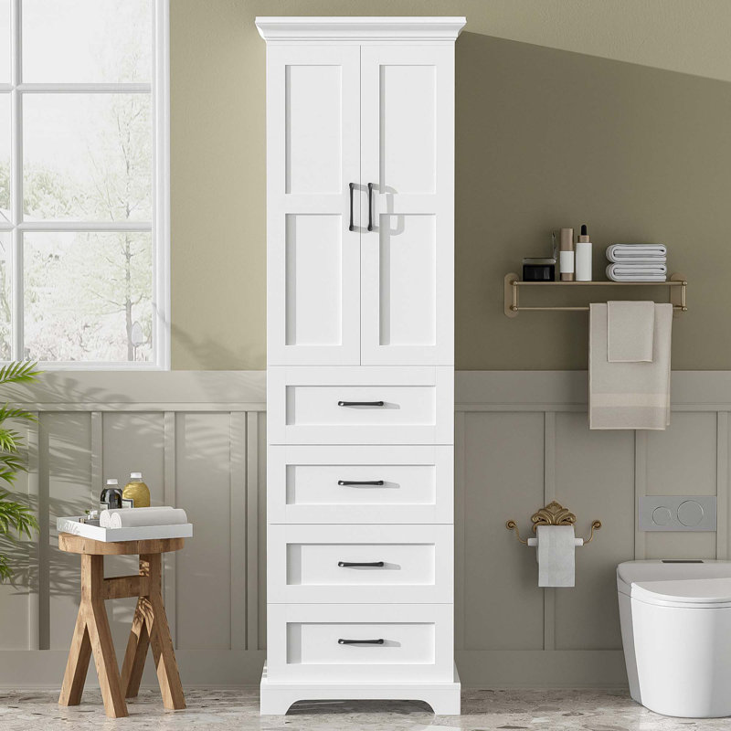 Armoire de salle de bain autoportante de 71,6 po de hauteur avec tablettes réglables