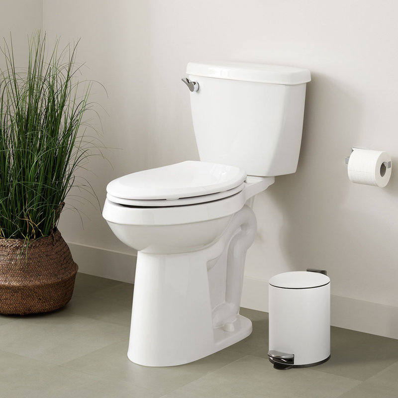 Compact White Powder Coated Step-On Trash Can with Inner Liner