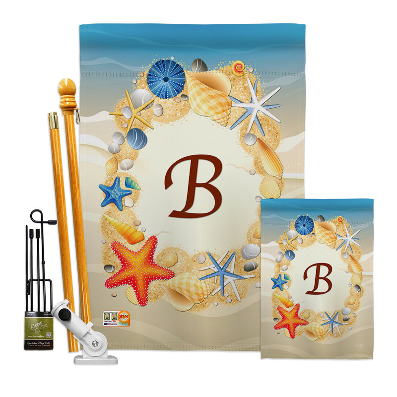 Ensemble de drapeaux en polyester à 2 côtés Summer Initiale 40 po x 28 po, B