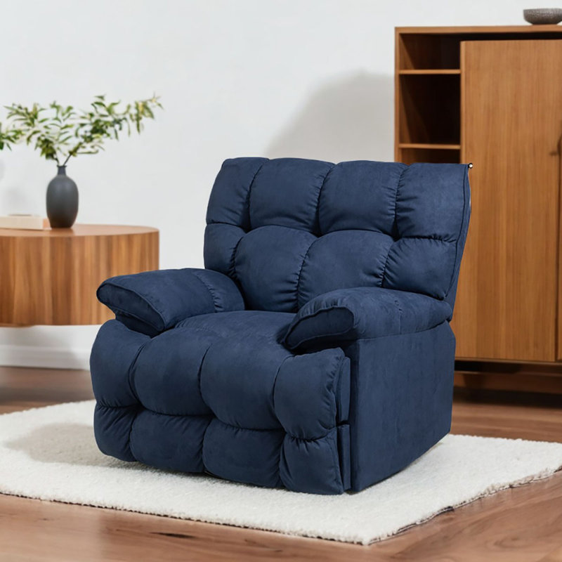 Lounge On Double Upholstered Lounge Chairs Swivel Recliner, Blue