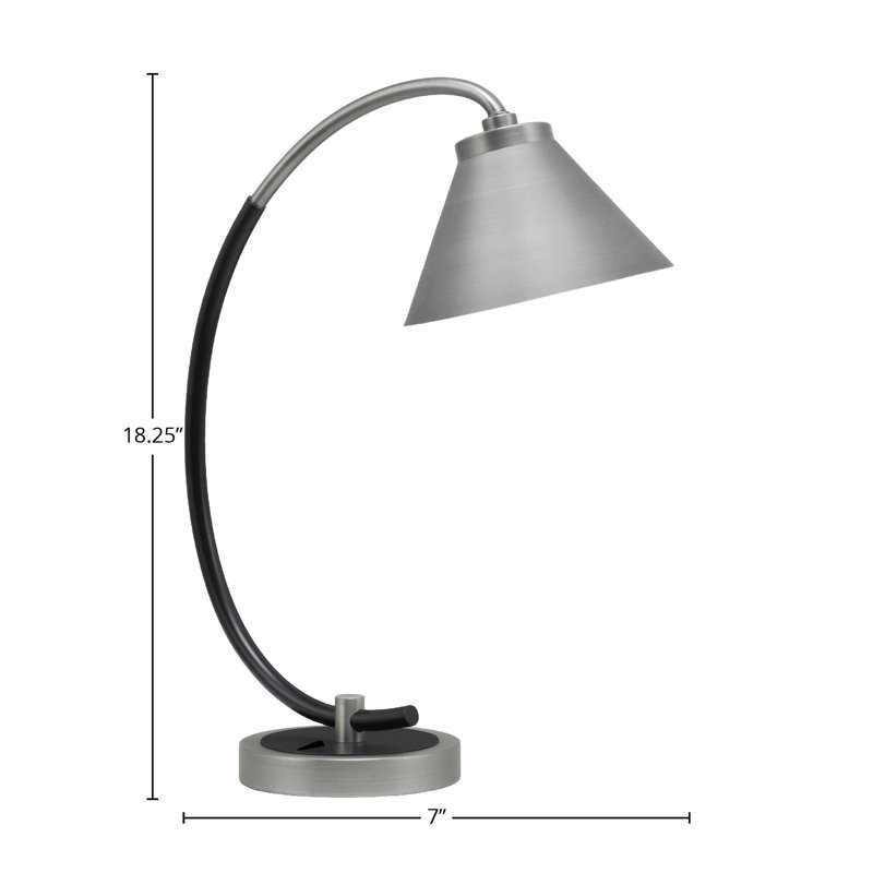 Lampe de bureau en acier inoxydable Waldena, Graphite / noir mat, Gris