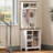 23.6” Wide Farmhouse Style Entryway Hall Tree With Open Shoe Storage, Coat Rack And LED Lights