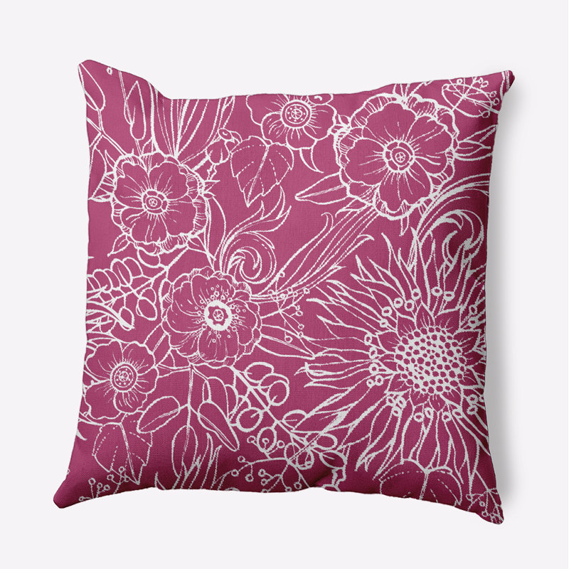 Cuban Flare Zentangle Floral Polyester Square Pillow Cover & Insert, Pink, Square 16"