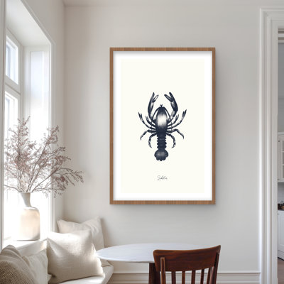 Blue Lobster Illustrative Framed Print | Aquatic Home Decor