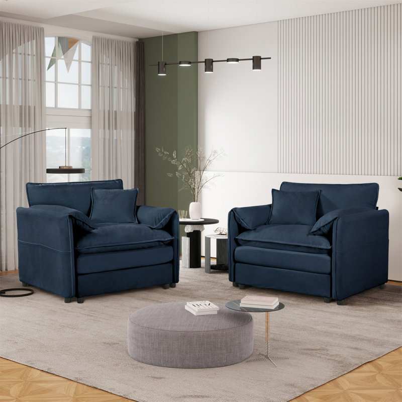 Ensemble de 2 chaises d'appoint surdimensionnées en chenille surdimensionnées, canapé simple confortable avec grand siège, fauteuils de lecture modernes pour chambre à coucher et salon