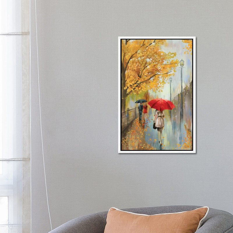 Across The Avenue by Allison Pearce - Painting on Canvas, White Framed Canvas, 66.04 cm H x 45.72 cm W