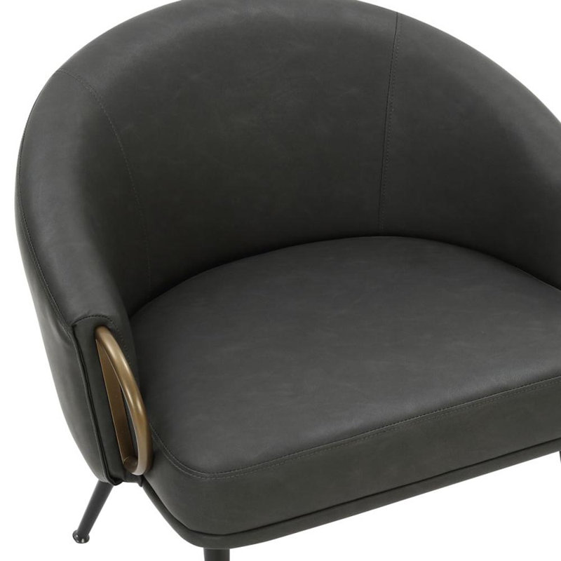 Fauteuil demi-tonneau Marlon, Polyuréthane rétro gris anthracite