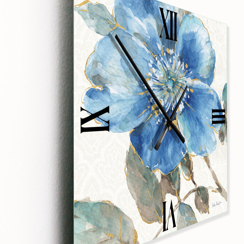 Indigold Watercolor Flower I - Horloge murale traditionnelle, Très grand