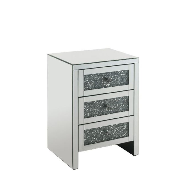 Rollins Mirrored Glass Top 3 - Drawer End Table