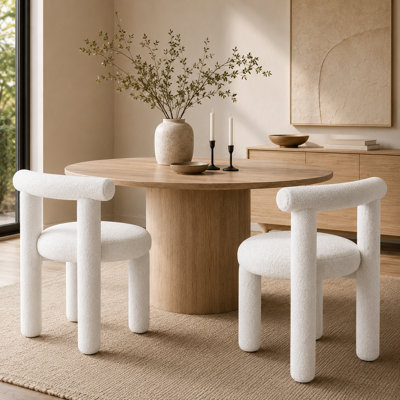 Modern Sherpa Dining Chairs With Curved Back, Armless Accent Side Chair For Dining Room/Living Room