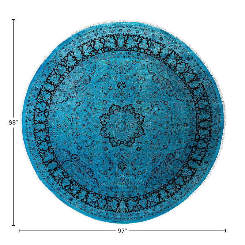 Daia One-of-a-Kind Round 8' 1" X 8' 2" New Age Round Wool Area Rug Blue