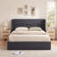 Structure de lit tapissier Annek avec rangement relevable, tête de lit à oreilles de H 40,9 po, lattes de bois et structure en métal, plusieurs tailles et options de tissu disponibles-1542131015-1542829530