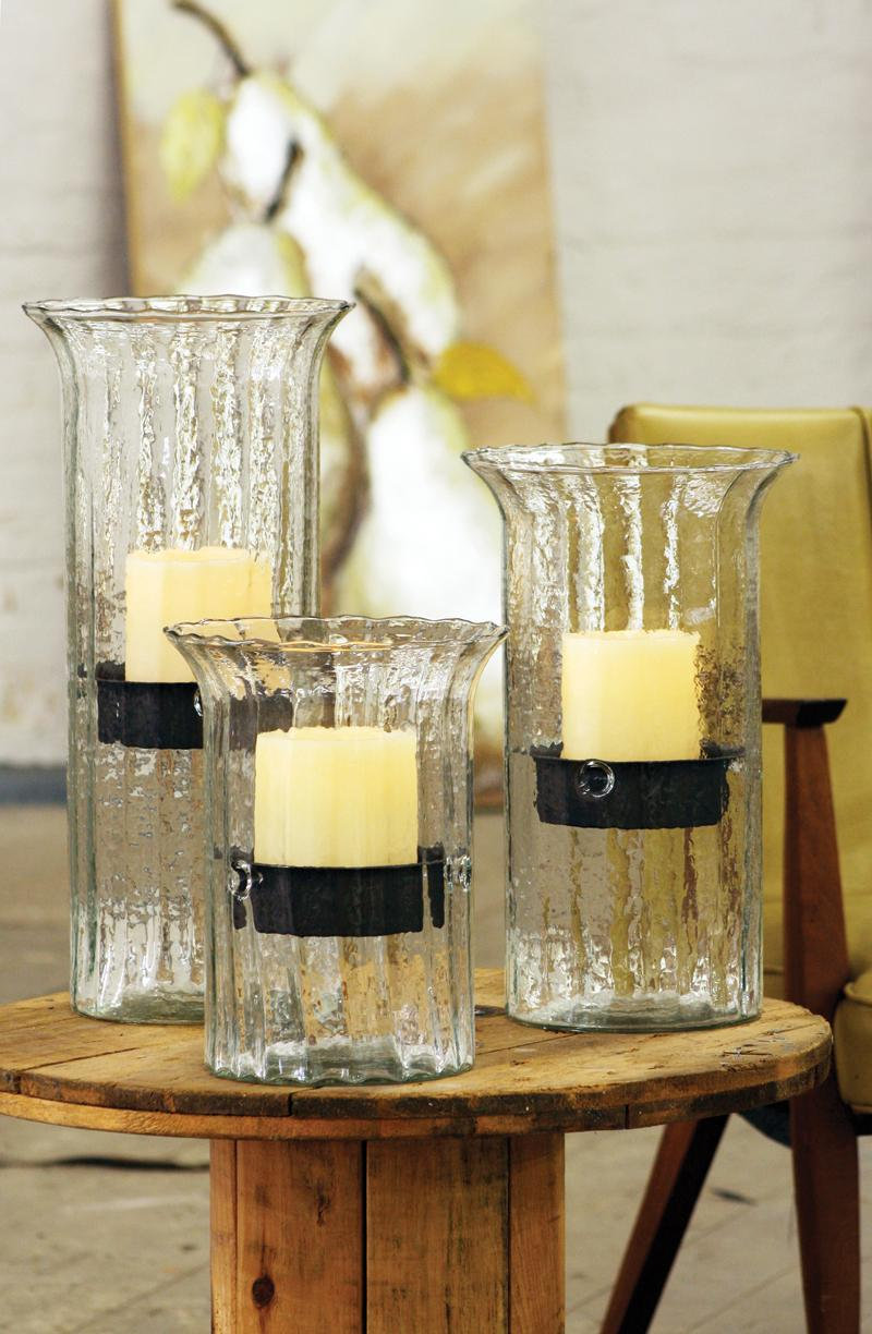 Ribbed Glass Votive Candle Holder, 19" H x 7" W x 7" D