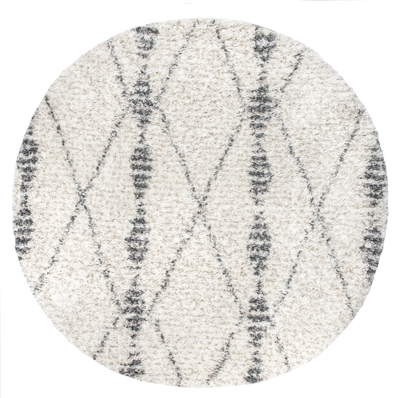 Tapis beige Geometric, Rond 6 pi