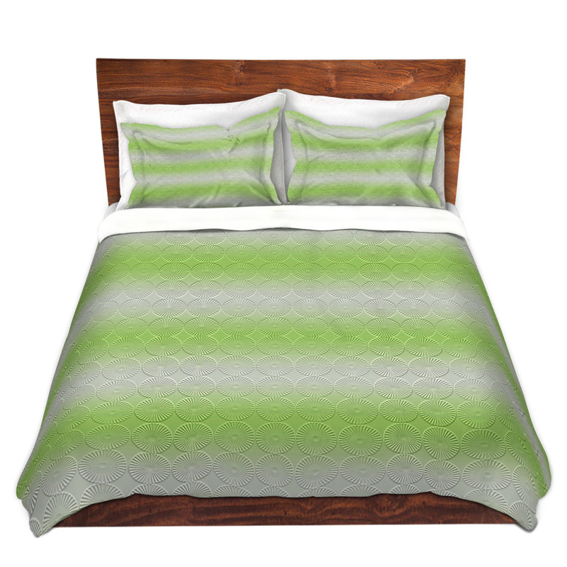 Ensemble de housse de couette de north east saumon, 1 housse + 2 taies très grand lit, Vert / Gris