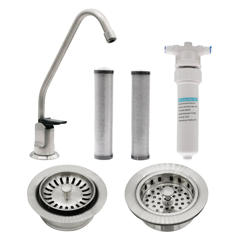 Westbrass Kitchen Faucet with Soap Dispenser, Stainless Steel