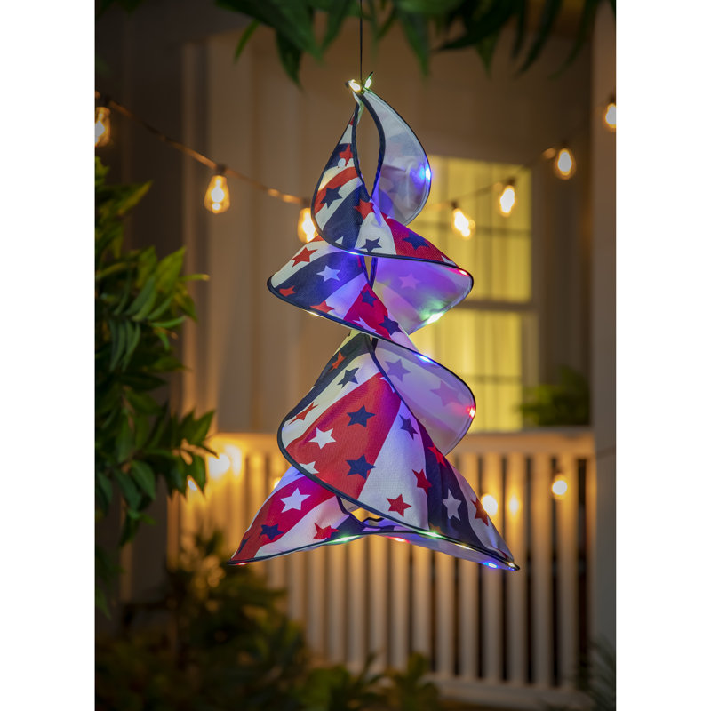 Nahit Patriotic Welcome Lit Burlap Twister