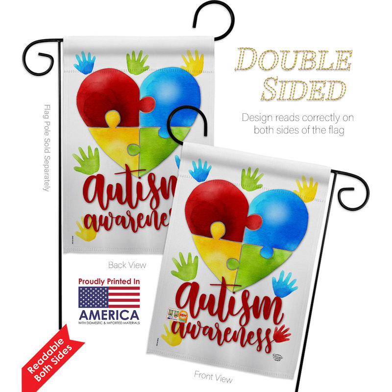 Ensemble de drapeaux en polyester 18,5 po x 13 po Autism
